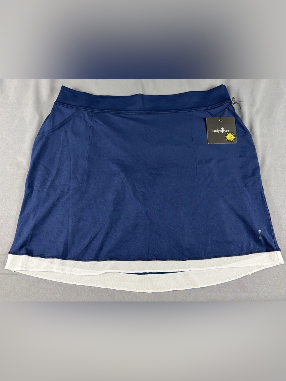 Belyn Key Womens Golf Skort Layered Solid XL Ink Blue Polyester NWT MSRP $110